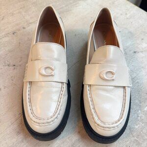 COACH Leah Leather Loafers – Cream, Size 9